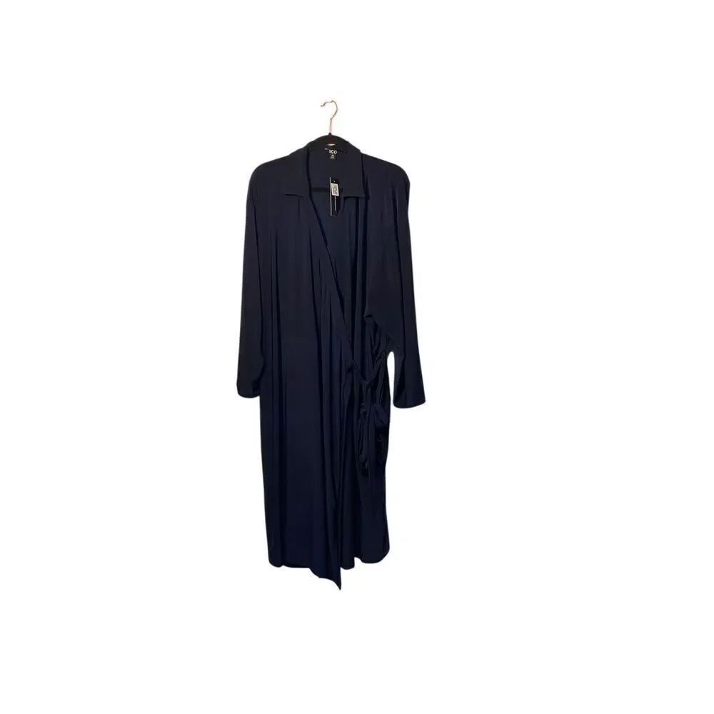 ICO women’s NWT navy blue wrap shirt dress, 3/4 sleeve S/4X
